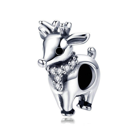 925 Sterling Silver Reindeer Charm Bead for Charm Bracelet Pendant