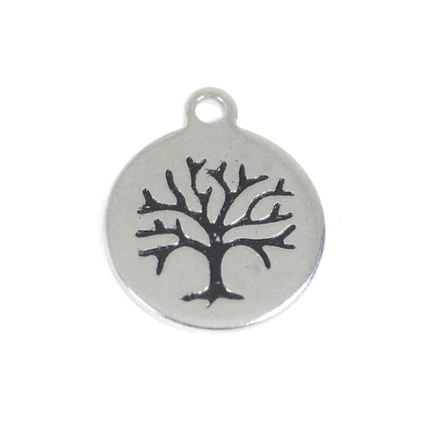 2 Pcs Family Tree Stainless Steel Charm