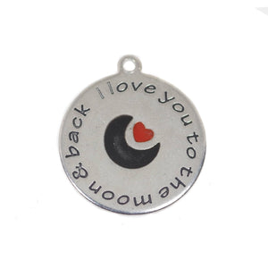 2 Pcs Stainless Steel Charm- I Love You to the Moon and Back