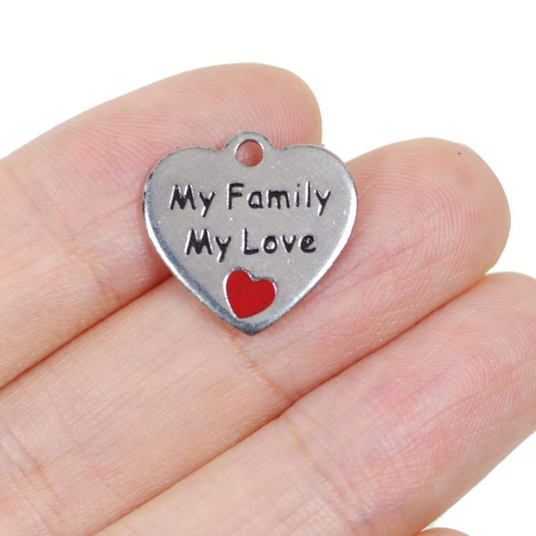 2 Pcs Stainless Steel Charm - My Family My Love