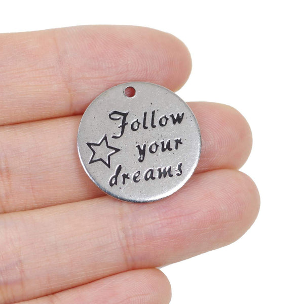 2 Pcs Stainless Steel Charm - Follow Your Dream