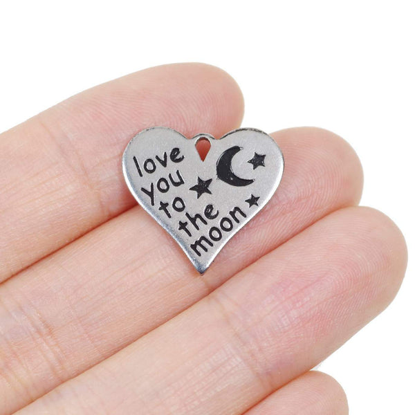 2 Pcs Stainless Steel Charm - Love You to the Moon