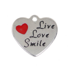 2 Pcs Stainless Steel Charm - Live Love Smile