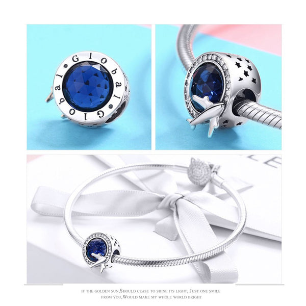 925 Sterling Silver Travel Charm Bead Fits Pandora Charm Bracelet Pendant