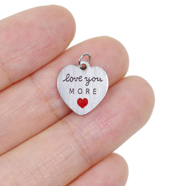 1 pcs Stainless Steel Charm with Closed Jump Ring - Love You More