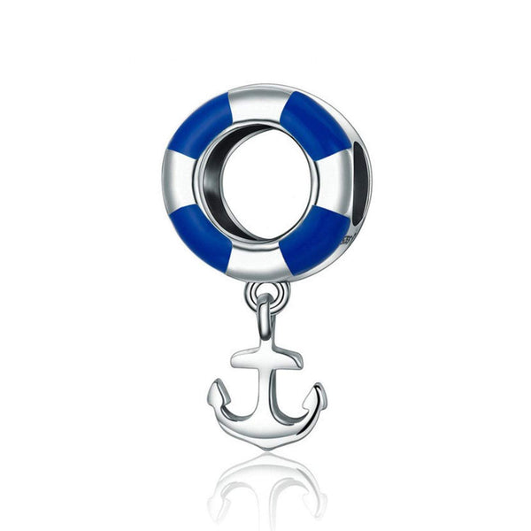 925 Sterling Silver Blue Anchor Charm Bead Fits Pandora Charm Bracelet Pendant