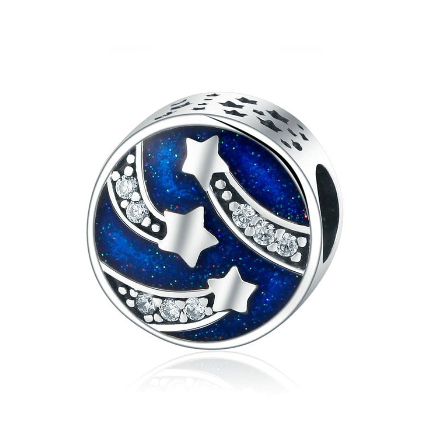 925 Sterling Silver Blue Shooting Star Charm Bead Fits Pandora Charm Bracelet Pendant