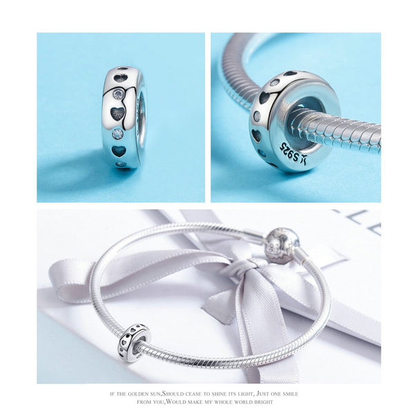 925 Sterling Silver Heart Charm Bead for Bracelet Pendant