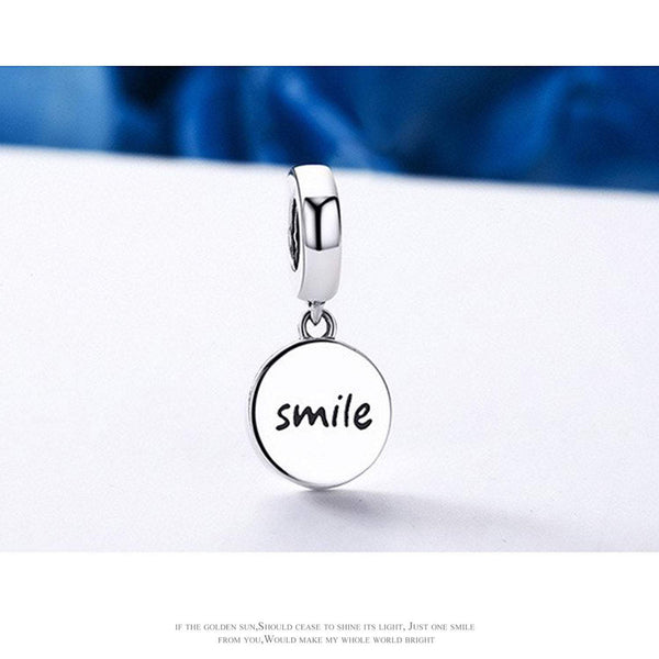 925 Sterling Silver Smile Face Charm Bead for Bracelet Pendant