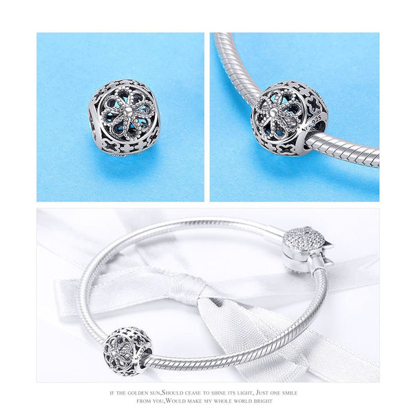 925 Sterling Silver Flower Charm Bead for Bracelet Pendant