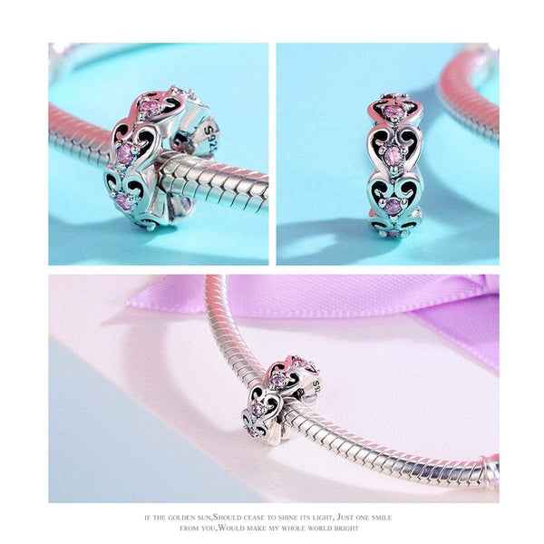 925 Sterling Silver Heart Spacer Charm Bead for Bracelet Pendant