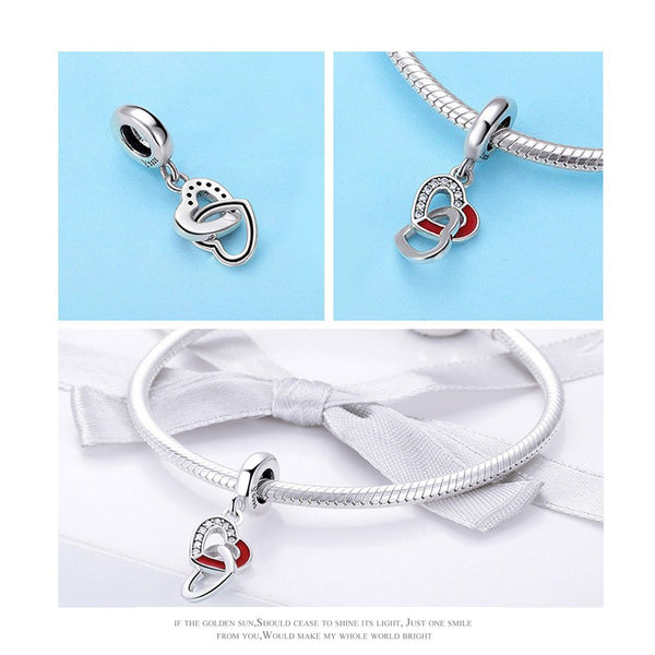 925 Sterling Silver Elegant Heart Charm Bead for Bracelet Pendant