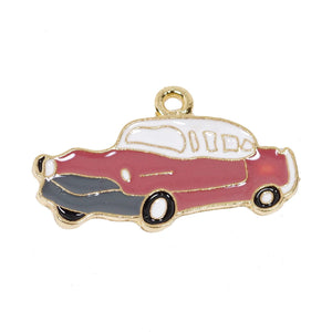 5 Pcs Car Enamel Charm Gold Plated Pendant