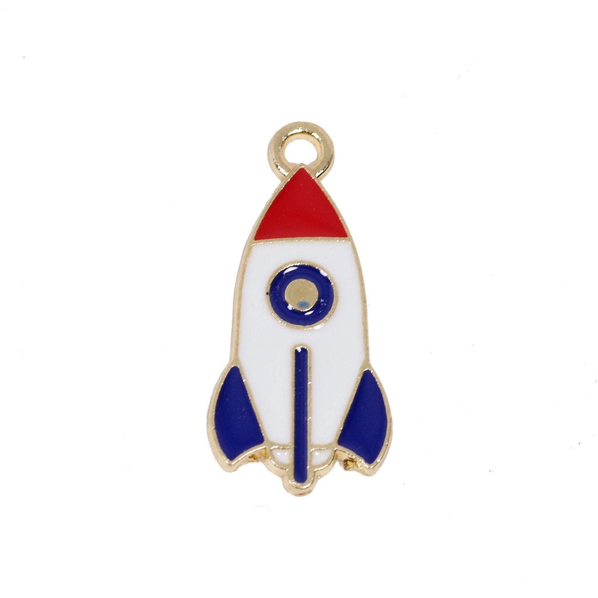 4 Pcs Rocket Enamel Charm Craft Supplies Gold Plated Pendant