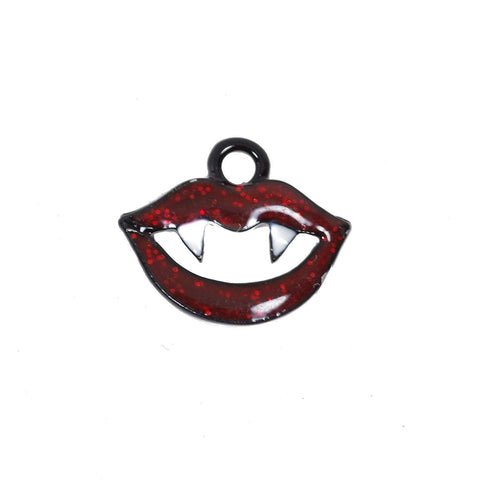 10 Pcs Evil Red Lip Enamel Charm Craft Supplies