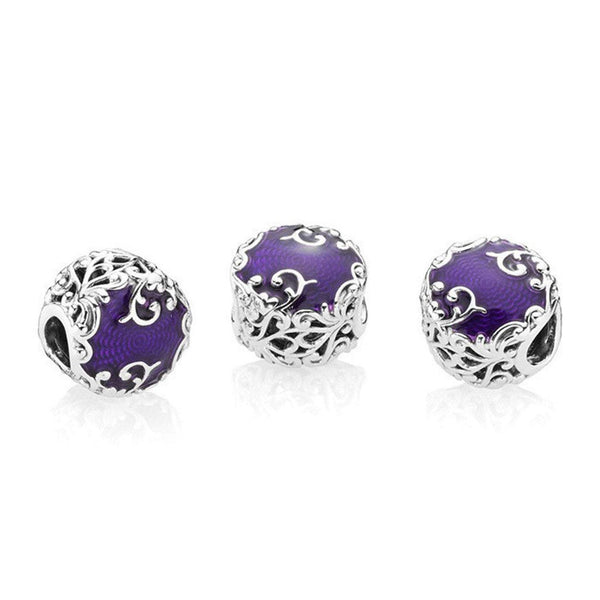 Purple Pandora Charm 925 Sterling Sliver Spacer Bead Fits Pandora Bracelet