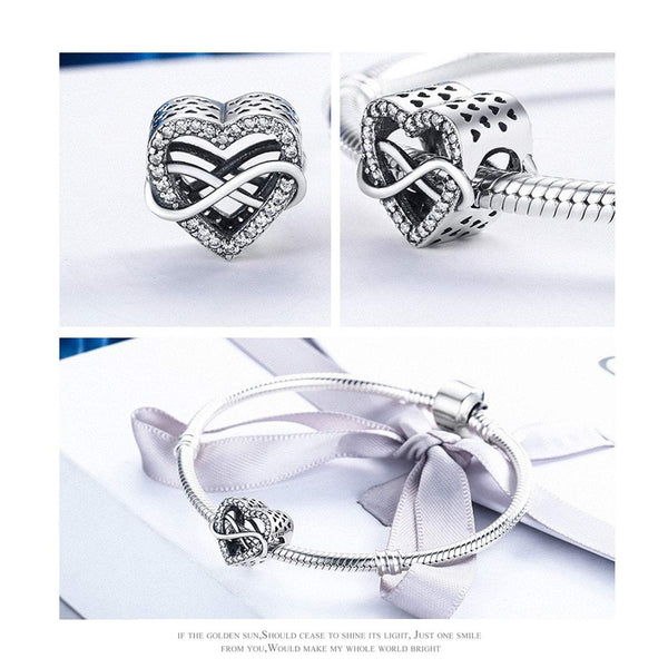925 Sterling Silver Heart Charm Bead Fits Pandora Charm Bracelet Pendant