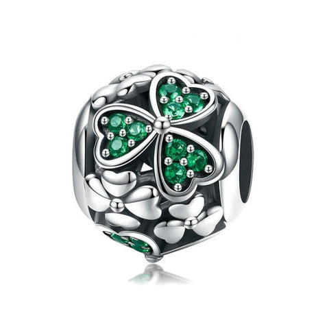 925 Sterling Silver Clover Lucky Charm Bead Fits Pandora Charm Bracelet Pendant