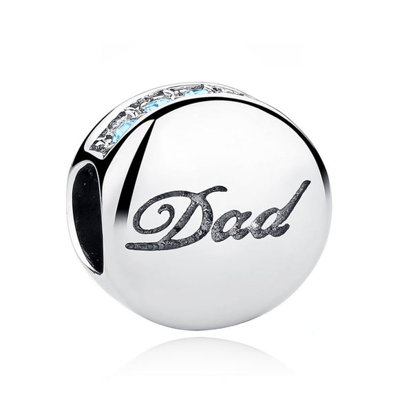 925 Sterling Silver Dad Charm Bead Fits Pandora Charm Bracelet Pendant