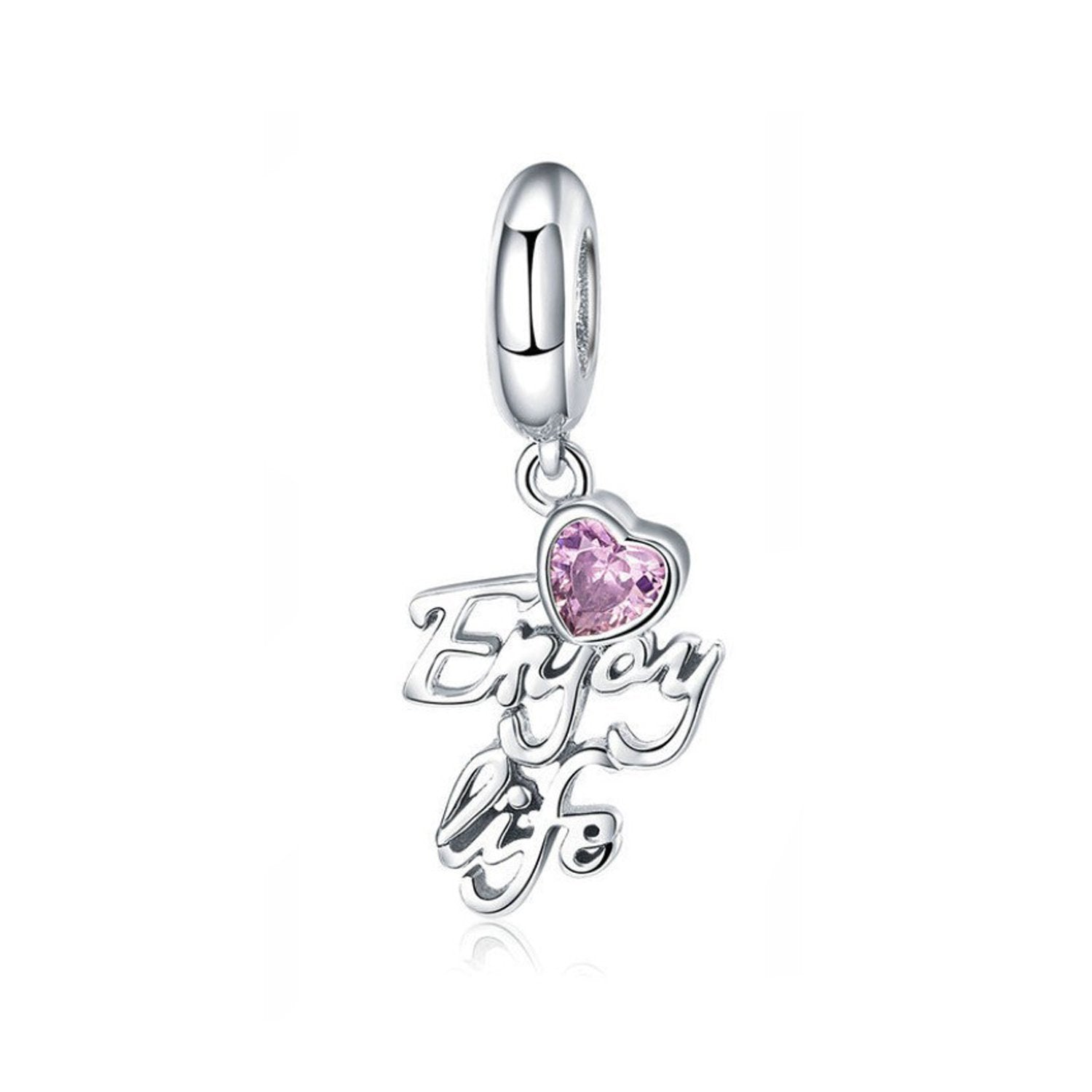 925 Sterling Silver Enjoy Life Charm Bead Fits Pandora Charm Bracelet Pendant