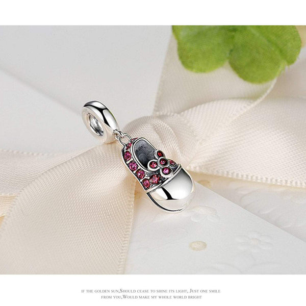 925 Sterling Silver Red Shoe Charm Bead Fits Pandora Charm Bracelet Pendant