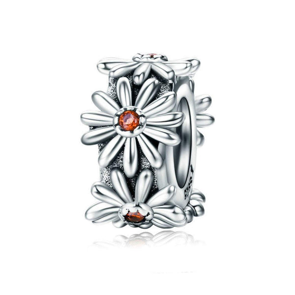 925 Sterling Silver Daisy Flower Charm Bead Fits Pandora Charm Bracelet Pendant