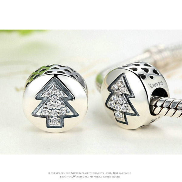 925 Sterling Silver Christmas Tree Charm Bead Fits Pandora Charm Bracelet Pendant