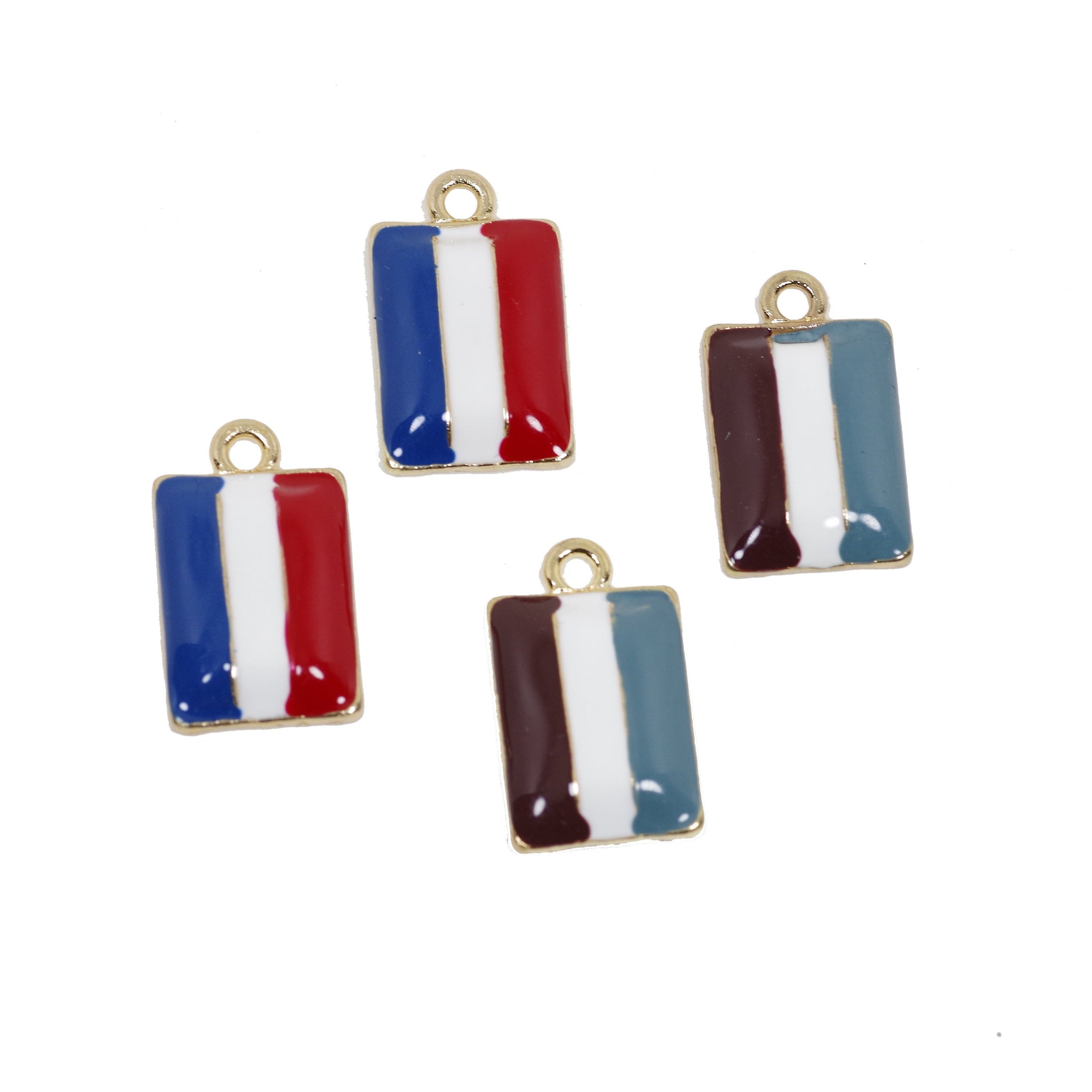 4 Pcs National Color GoldPlated Enamel Charm Craft Supplies