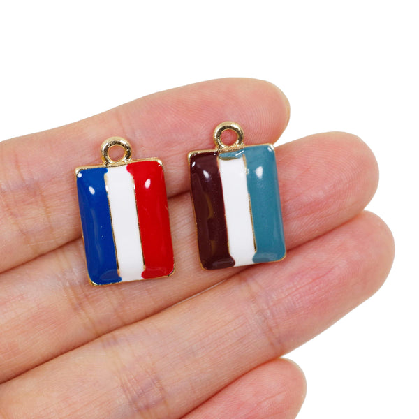 4 Pcs National Color GoldPlated Enamel Charm Craft Supplies