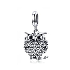 925 Sterling Silver Owl Charm Bead Fits Pandora Charm Bracelet Pendant