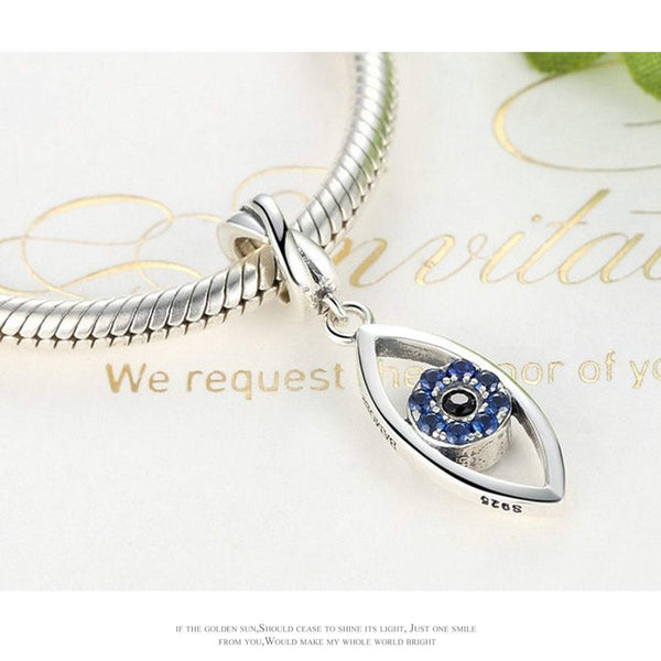 925 Sterling Silver Blue Evil Eye Charm Bead Fits Pandora Charm Bracelet Pendant