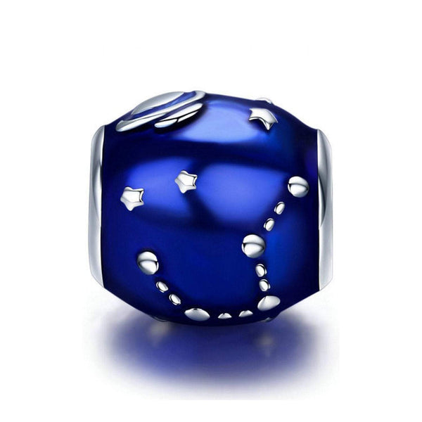 925 Sterling Silver Blue Space Charm Bead Fits Pandora Charm Bracelet Pendant