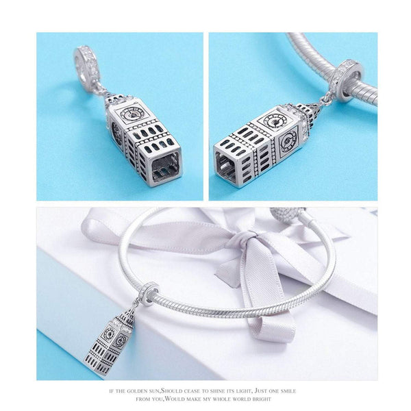 925 Sterling Silver London Big Ben Charm Bead Fits Pandora Charm Bracelet Pendant