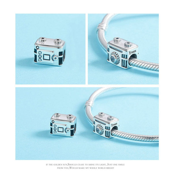 925 Sterling Silver Camera Charm Bead Fits Pandora Charm Bracelet Pendant