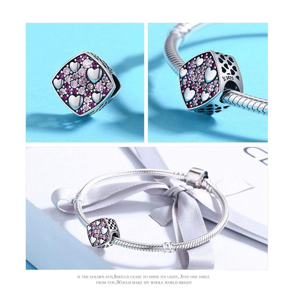 925 Sterling Silver Sweet Heart Charm Bead Fits Pandora Charm Bracelet Pendant