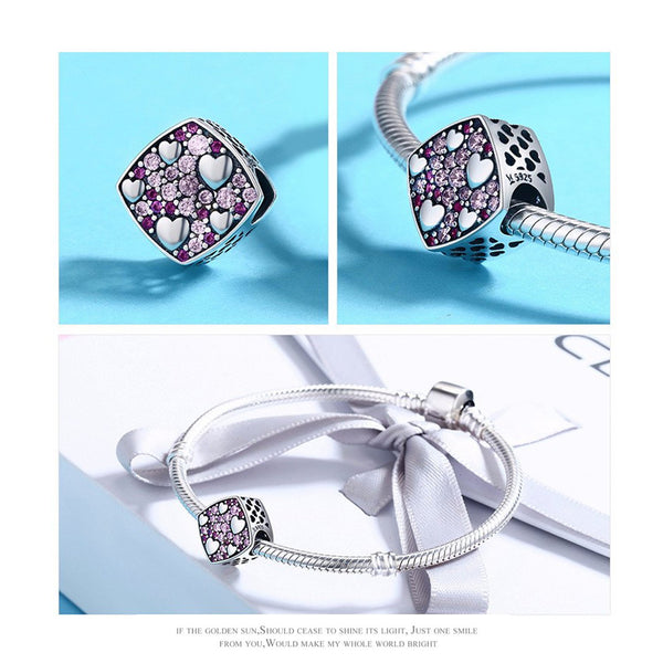 925 Sterling Silver Sweet Heart Charm Bead Fits Pandora Charm Bracelet Pendant