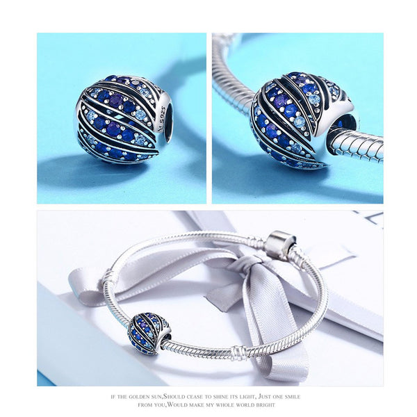 925 Sterling Silver Blue Charm Bead Fits Pandora Charm Bracelet Pendant