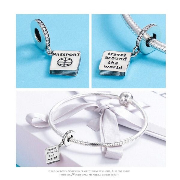 925 Sterling Silver Travel Charm Bead Fits Pandora Charm Bracelet Pendant