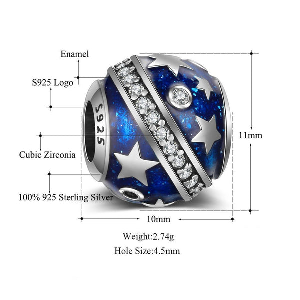 925 Sterling Silver Star Charm Bead Fits Pandora Charm Bracelet Pendant