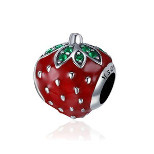 925 Sterling Silver Strawberry Charm Bead Fits Pandora Charm Bracelet Pendant