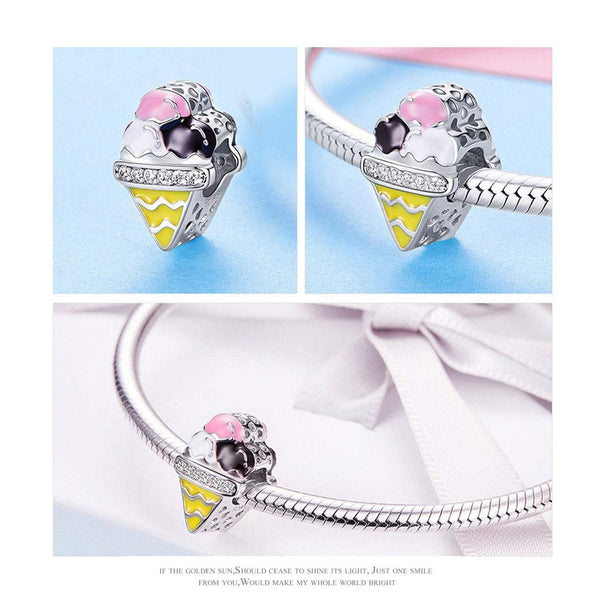 925 Sterling Silver Ice Cream Charm Bead Fits Pandora Charm Bracelet Pendant