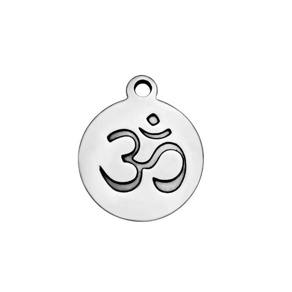 5 pcs OM Stainless Steel Charm One Side