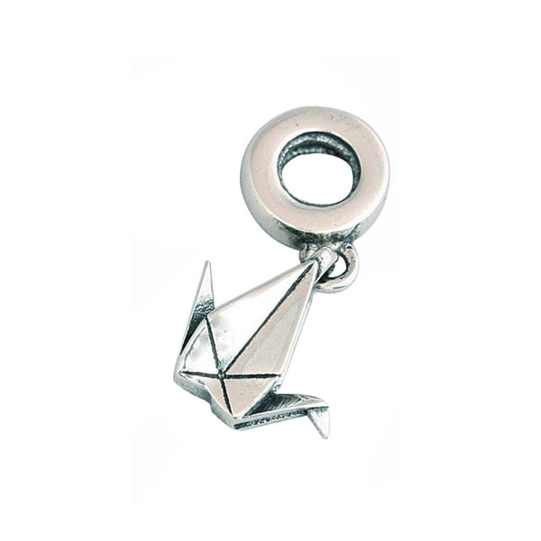 925 Sterling Silver Crane Charm Bead Fits Pandora Charm Bracelet Pendant