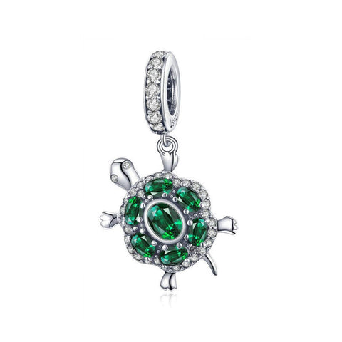 925 Sterling Silver Green Turtle Charm Bead Fits Pandora Charm Bracelet Pendant