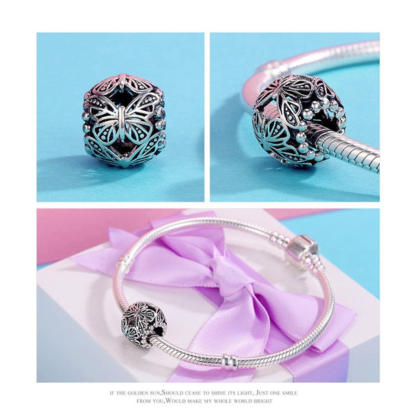 925 Sterling Silver Butterfly Charm Bead Fits Pandora Charm Bracelet Pendant