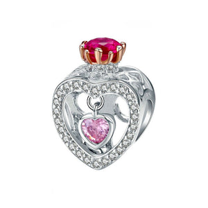 925 Sterling Silver Queen Heart Charm Bead Fits Pandora Charm Bracelet Pendant