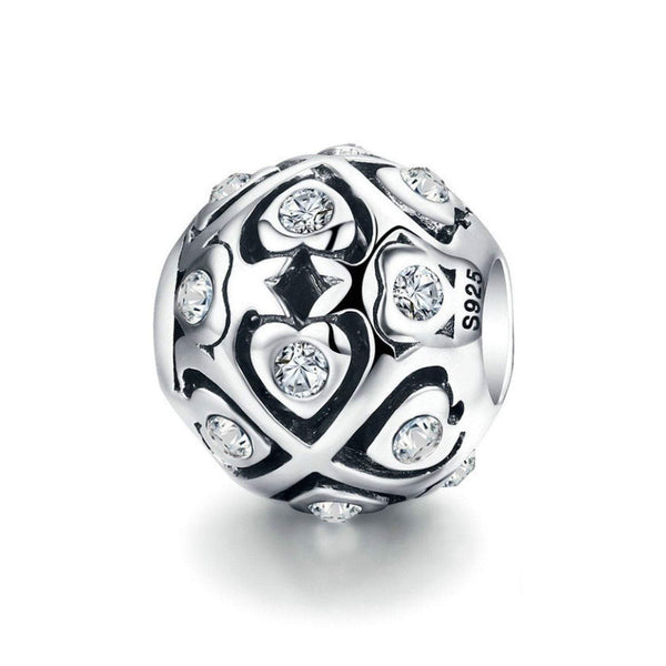 925 Sterling Silver Heart Charm Bead Fits Pandora Charm Bracelet Pendant