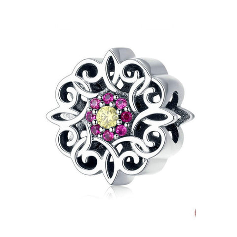 925 Sterling Silver Vintage Flower Charm Bead Fits Pandora Charm Bracelet Pendant