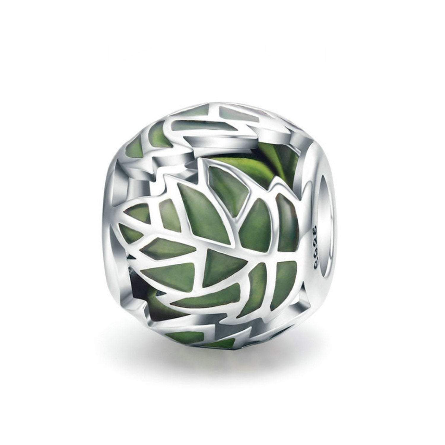 925 Sterling Silver Leaf Charm Bead Fits Pandora Charm Bracelet Pendant