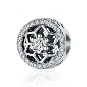 925 Sterling Silver Snowflake Charm Bead Fits Pandora Charm Bracelet Pendant